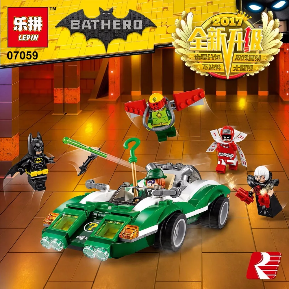 

Lepin 07059 New 282Pcs Genuine Batman Movie Series The Riddler Riddle Racer Set 70903 Building Blocks Bricks Education Toys