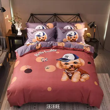 

Baseball Puppy Bedding Set Egyptian cotton Bed Set Sanding Duvet Cover Set Comfortable Bed Sheet Pillowcases Queen King size bed