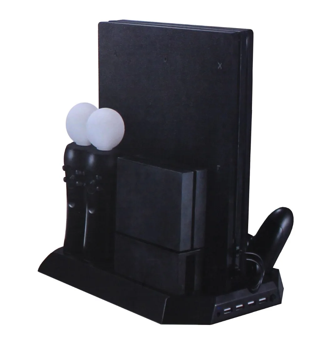 Аксессуары для игр «Все-в-одном» консольная стойка для зарядки для PS4 двигаться и контроллеров, с охлаждающим вентилятором для PS4 Pro& PS