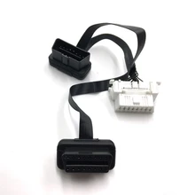 OBD 2 macho a doble hembra Y adaptador codo plano Delgado extensión Cable Snap In Mount para Nissan 96-up GPS diagnóstico