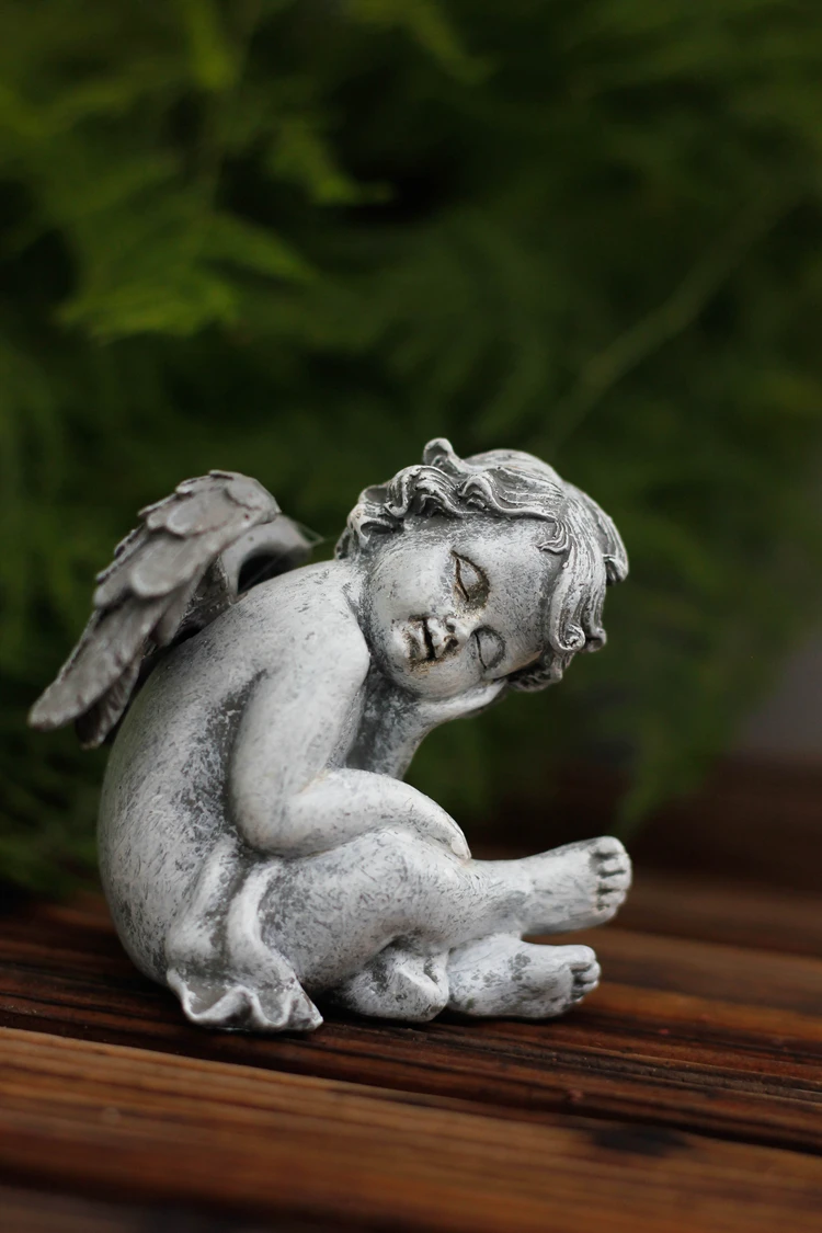 Миниатюрная Статуэтка из смолы, мини-фигурки на коленях, мышление ангела, статуя мальчика в скандинавском стиле, Современное украшение для дома, комнаты, украшение, ремесло - Цвет: 6.5x6.5x7.2cm
