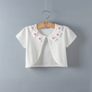 

Summer Girls Bolero Kids Short Sleeves Flower Collar Cotton Cardigan Fashion Wedding Party Girls Jacket