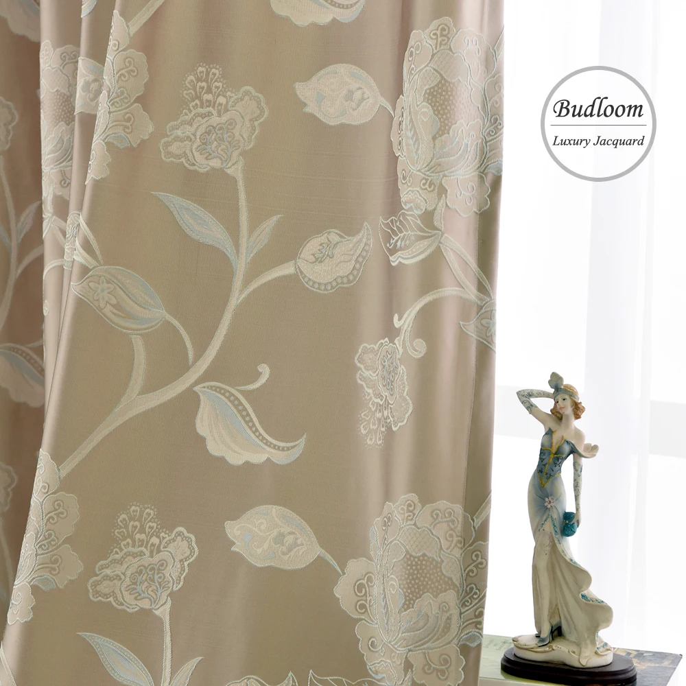 

Luxury European Jacquard Curtain For Living Room High Quality Flower Blackout Curtains For Bedroom Ready-Made Window Drapes