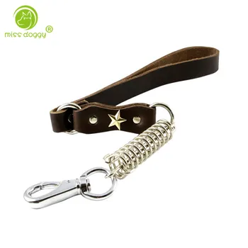 

Short Explosion-proof Traction Rope for Medium Large Dogs Leash Cowhide Hand Made Spring Buffer Pitbull One-step Pull Dog Chain