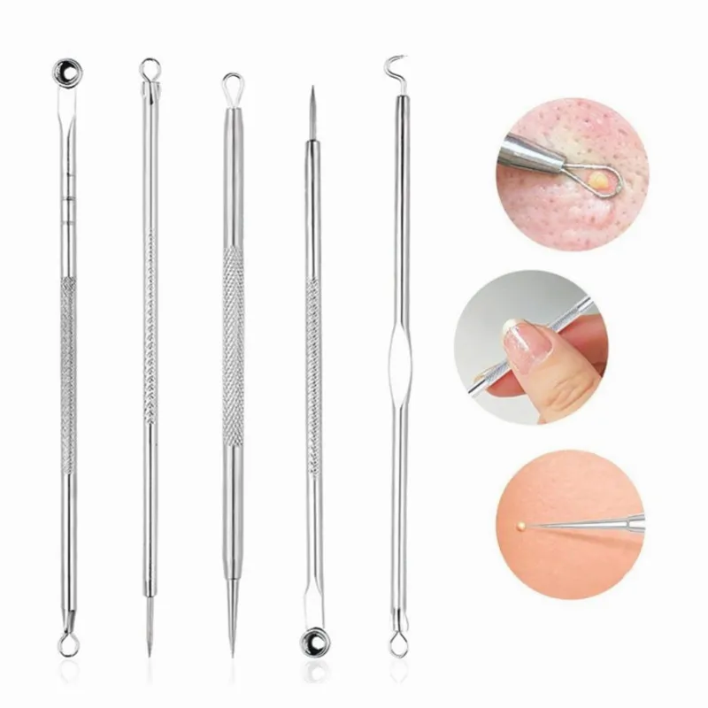 

5Pcs/set Pin Comedone Needle Kit Facial Blackhead Acne Tool Set Pimple Cleaning Remover Blackhead Extractor