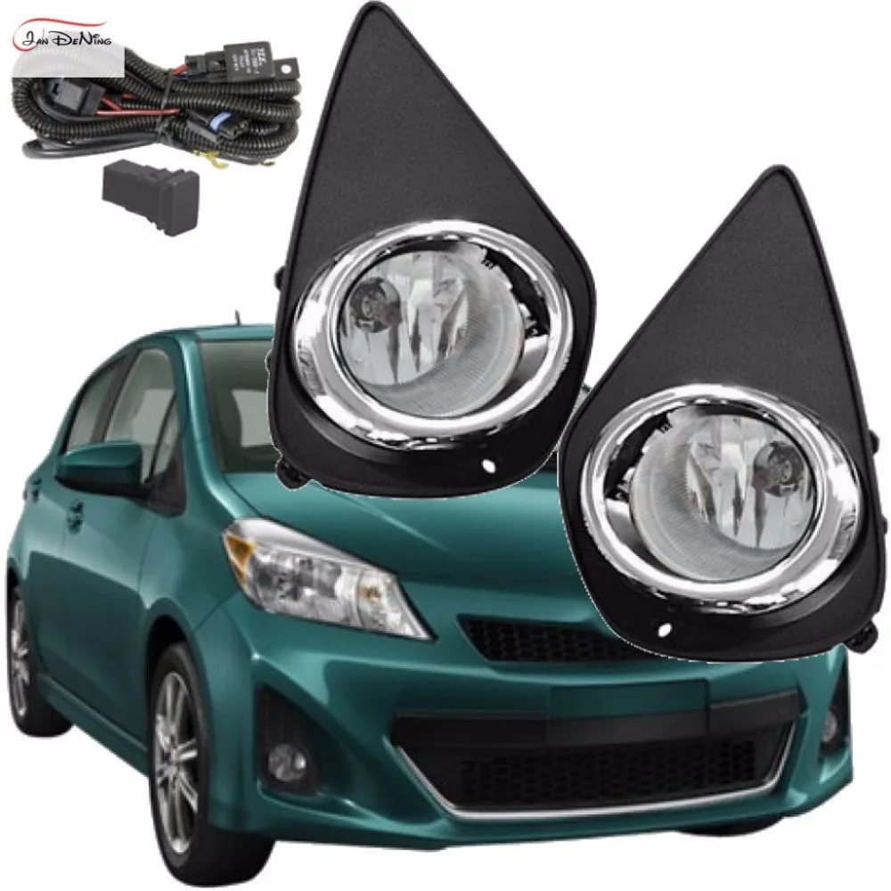 

JanDeNing Car Fog Lights for Toyota Yaris 2014 ~2017 (U.S TYPE) Clear Halogen bulb:H16-12V 19W Front Fog Lights Bumper Lamps Kit