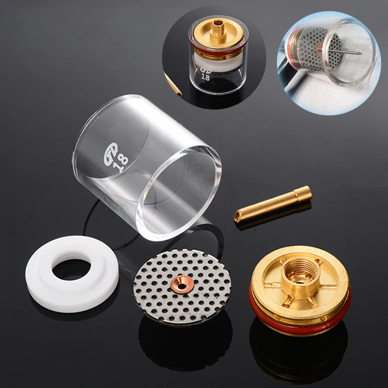 5pcs/set Tig Welding Torch Stubby Cup Gas Collet Body Lens Kit for WP-9/20/25 3/32" 2.4 mm TIG Welding Torch