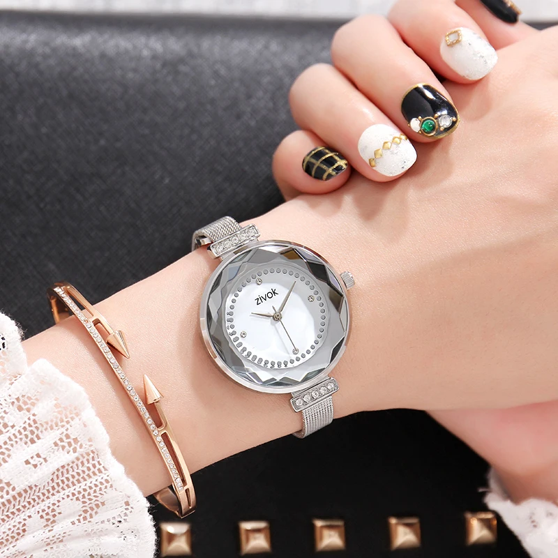 

zivok Slim Sliver Mesh Stainless Steel Watches Women Top Brand Luxury Casual Clock Ladies Wrist Watch Girls Relogio Feminino