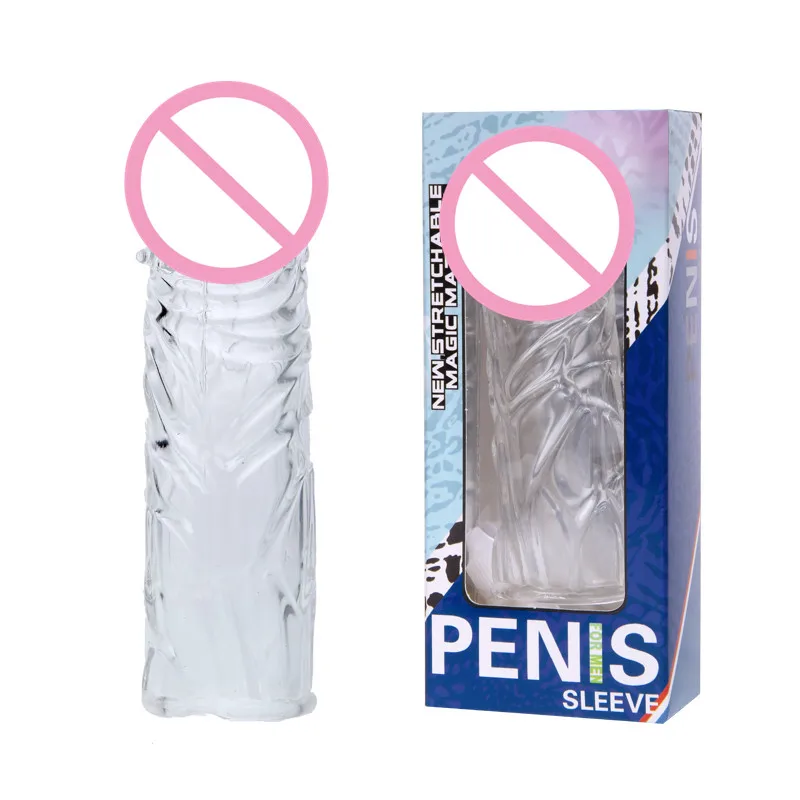 

new male stretchable Penis lock extender sleeve adult game Enlarger Condom Cock Ring for Men Spray Delay sex toy