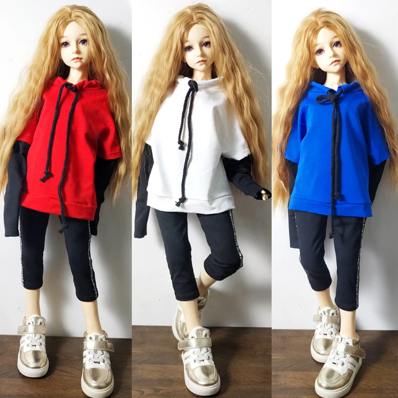 

Doll Clothes Dolls Accessories for SD BJD 1/3 1/4 1/6 Splice Sleeve Sweater Handmade Sweatshirt Colorful Fashion Doll Clothes