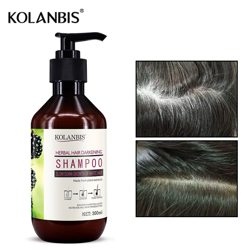 Hair Shampoo Permanent Black Color Anti Gray Treatment Removal Natural 