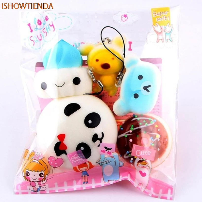 

10pcs Medium Mini Soft PU Squishy Bread Toys Key Super Slow Rising Squeeze Toys Stress Relief Reliever Squishy Toy