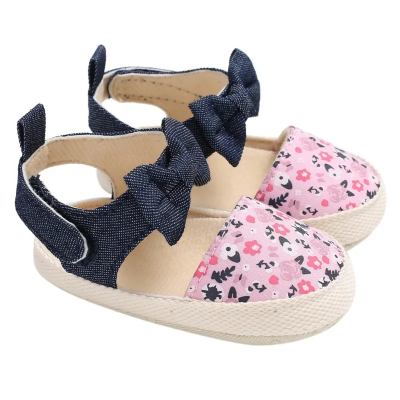 Популярная весенне-летняя обувь для маленьких девочек; маленькая свежая печать; сандалии принцессы; модная удобная детская обувь для девочек - Цвет: Розовый