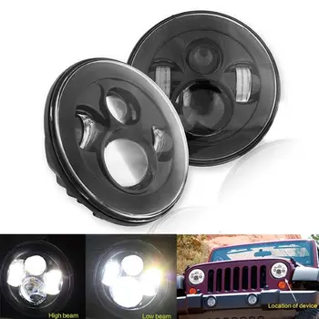 

1 Set 7'' Round Black 40W LED Projector Headlight H4 H13 High Low Beam Headlamp for Jeep Wrangler AM General Hummer