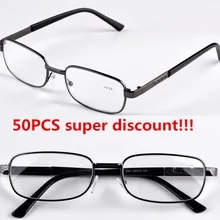 50 шт./лот,, joblots, полный обод, натуральный кристалл, линзы, сплав, оправа для мужчин и женщин, очки для чтения+ 1,0+ 1,5+ 2,0+ 2,5+ 3,0+ 3,5+ 4,0