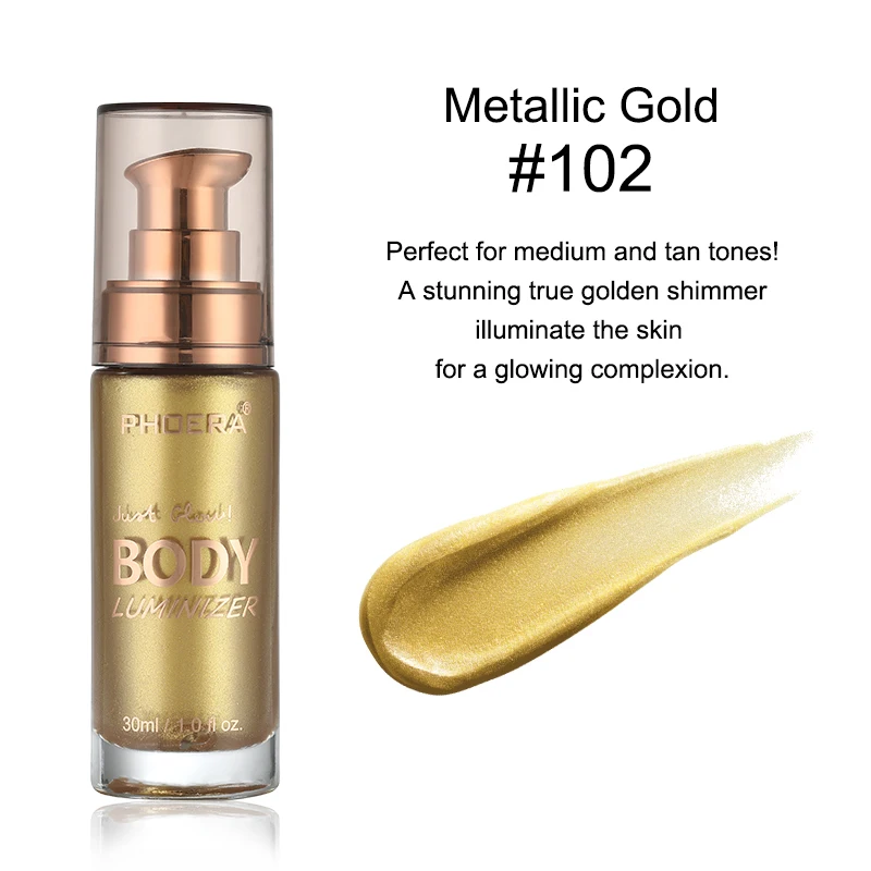 PHOERA Body Luminizer Highlighter Liquid Bronzers Illuminator Contouring Shimmer Copper Color Face Makeup Spray Glow Highlight