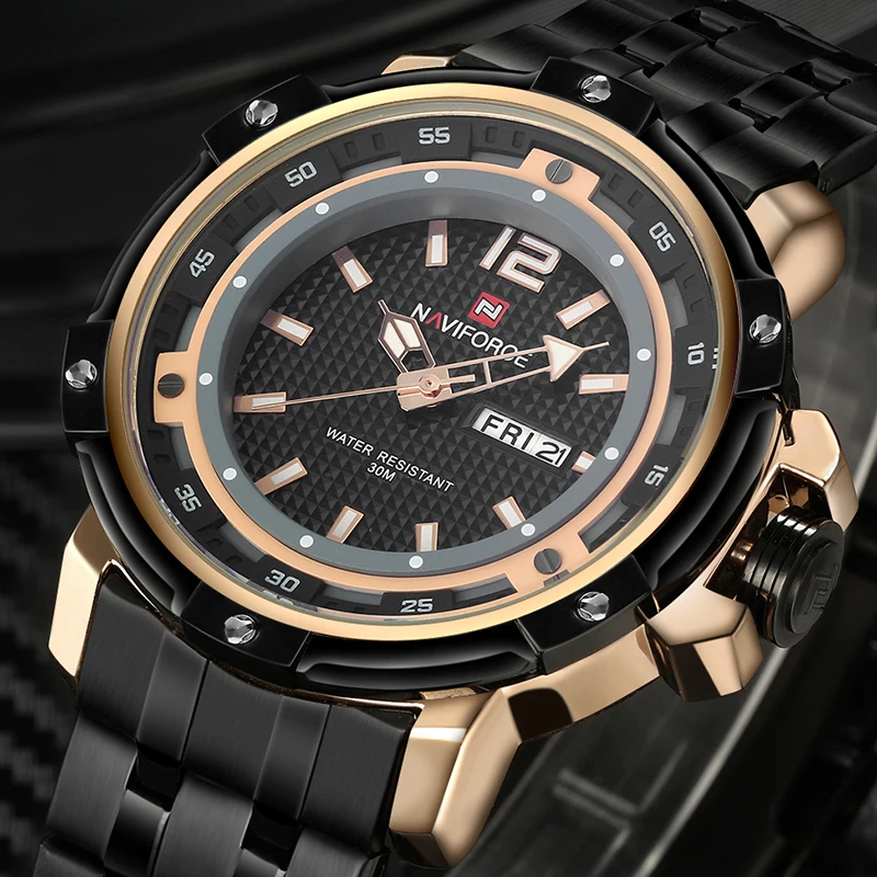 Prix pour 2017 Hommes Montre De Luxe Marque NAVIFORCE Hommes de Sport Militaire Complet en acier Étanche Quartz montre-Bracelet Horloge relogio masculino Prix pour 2017 Hommes Montre De Luxe Marque NAVIFORCE Hommes de Sport Militaire Complet en acier Étanche Quartz montre-Bracelet Horloge relogio masculino