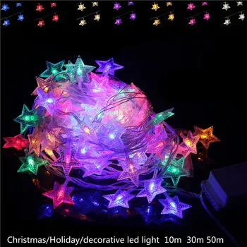 

100Pcs 10m 20m LED Christmas Light EU Plag 220V Wedding Party Garden Xmas led star String holiday Light Outdoor led lamp bulb