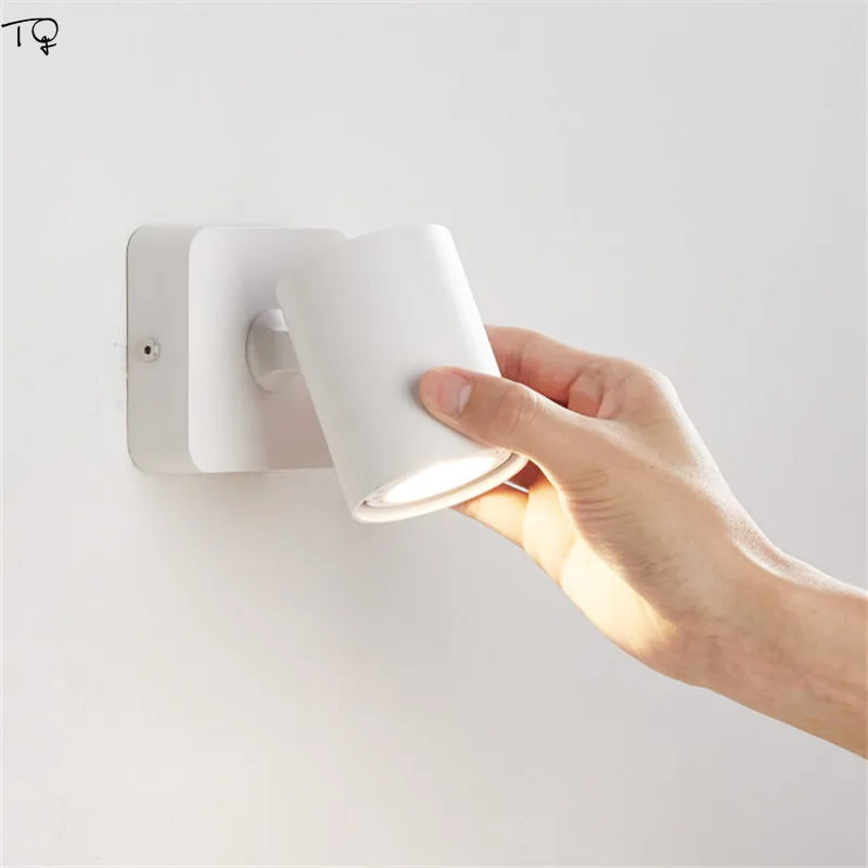 

Small Modern Rotating Wall Lamps with Switch Bedside Bedroom Living Room Aisle Reading Simple Led Light Fixtures Decorative Home