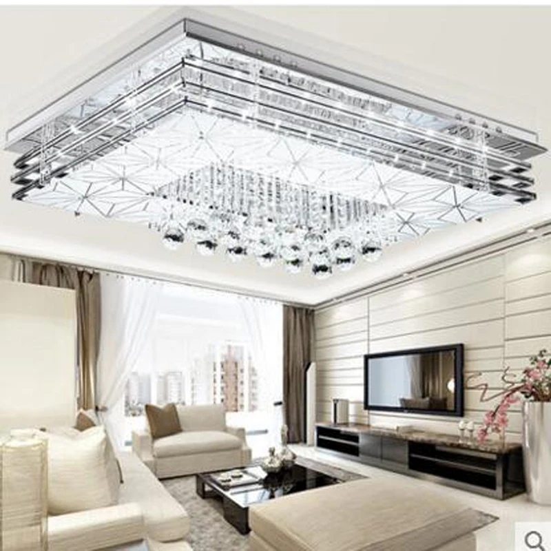 

Rectangular living room crystal ceiling lamp LED bedroom restaurant lamp simple modern living room headlamps lighting fixture