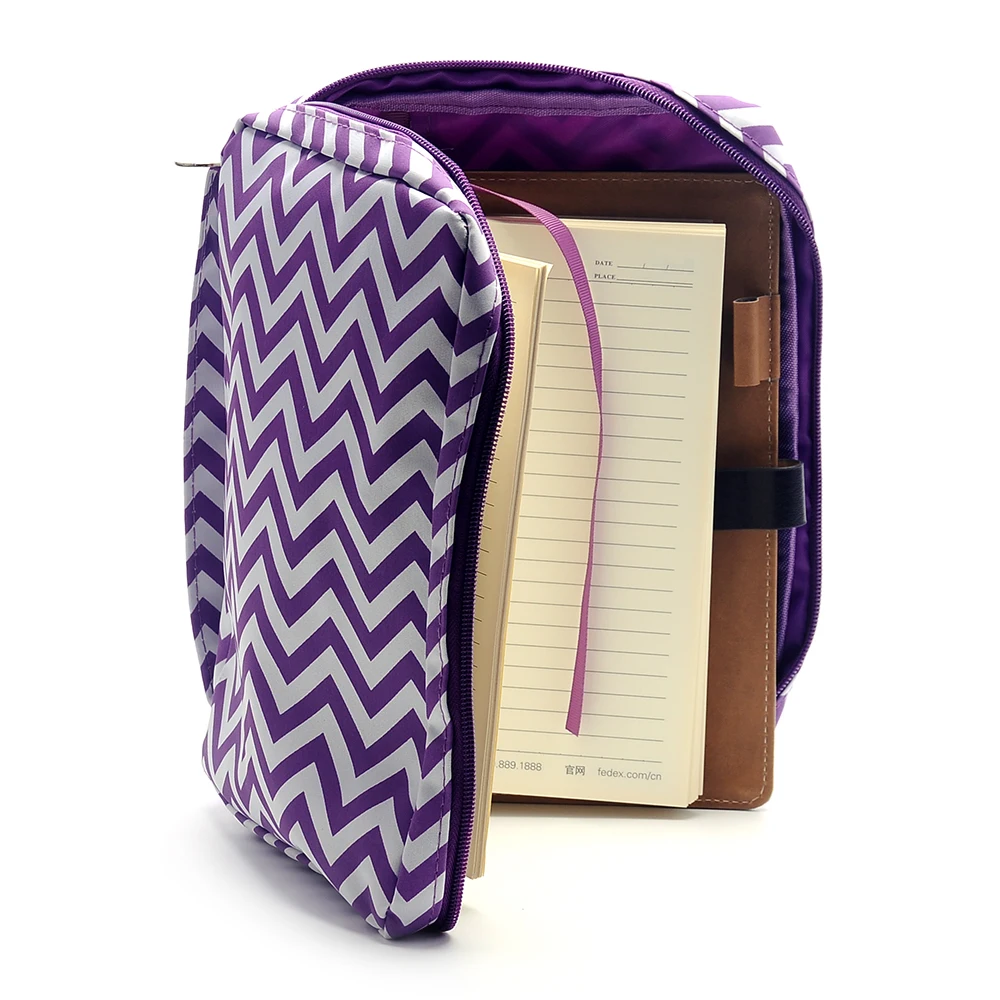 Najtaniej Gotowe do wysyłki 8 kolorów Chevron biblii torba doskonałej jakości okładka książki z uchwytem zamknięcie na zamek błyskawiczny projekt może być haftowane