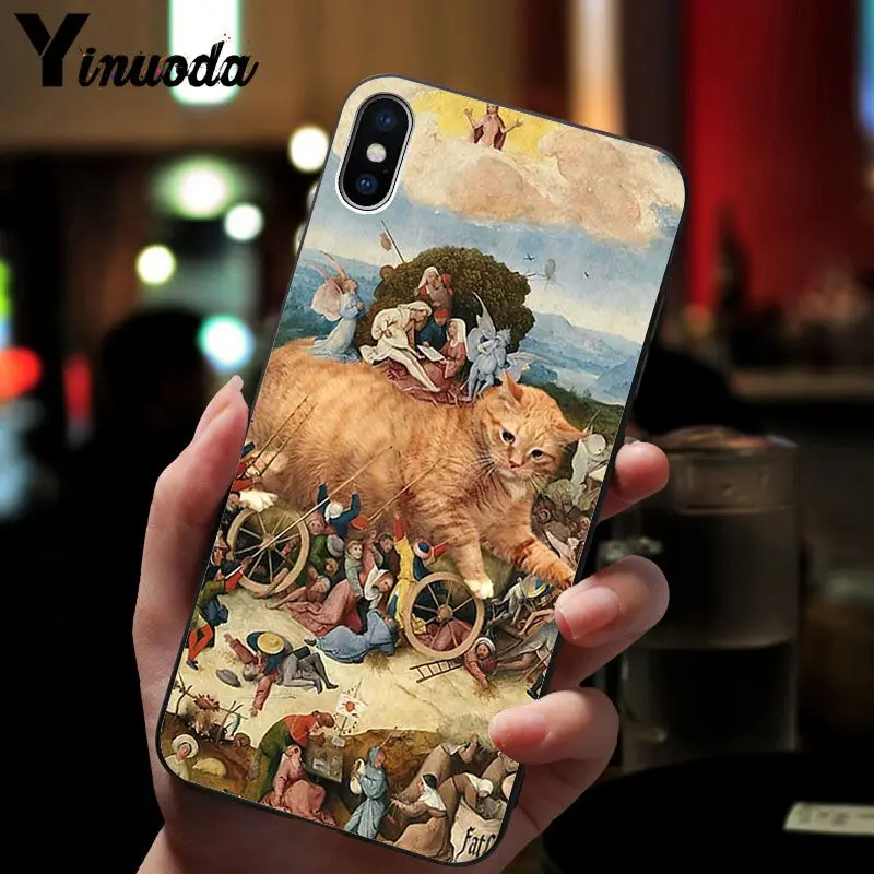 Yinuoda Известный рисунок Оранжевый кот Мягкий Силиконовый ТПУ чехол для телефона для iPhone 6S 6plus 7plus 8 8Plus X Xs MAX 5 5S XR