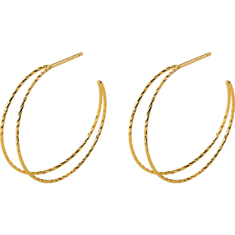 

Simple Double Twisted Circle Rings 925 Sterling Silver Hoop Earrings