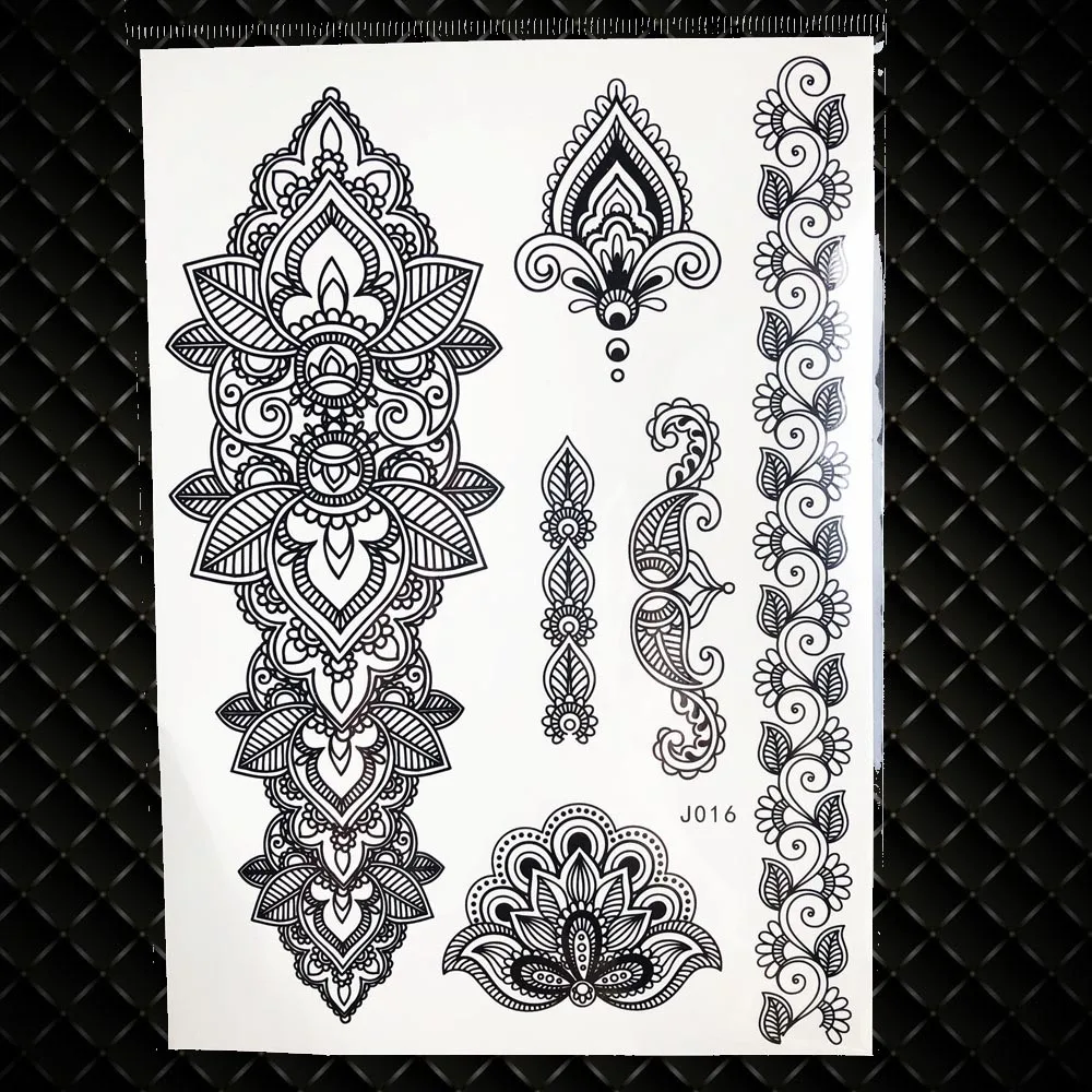 25 Styles Sexy Lace Black Henna Temporary Tattoo Sticker Women Hand ...