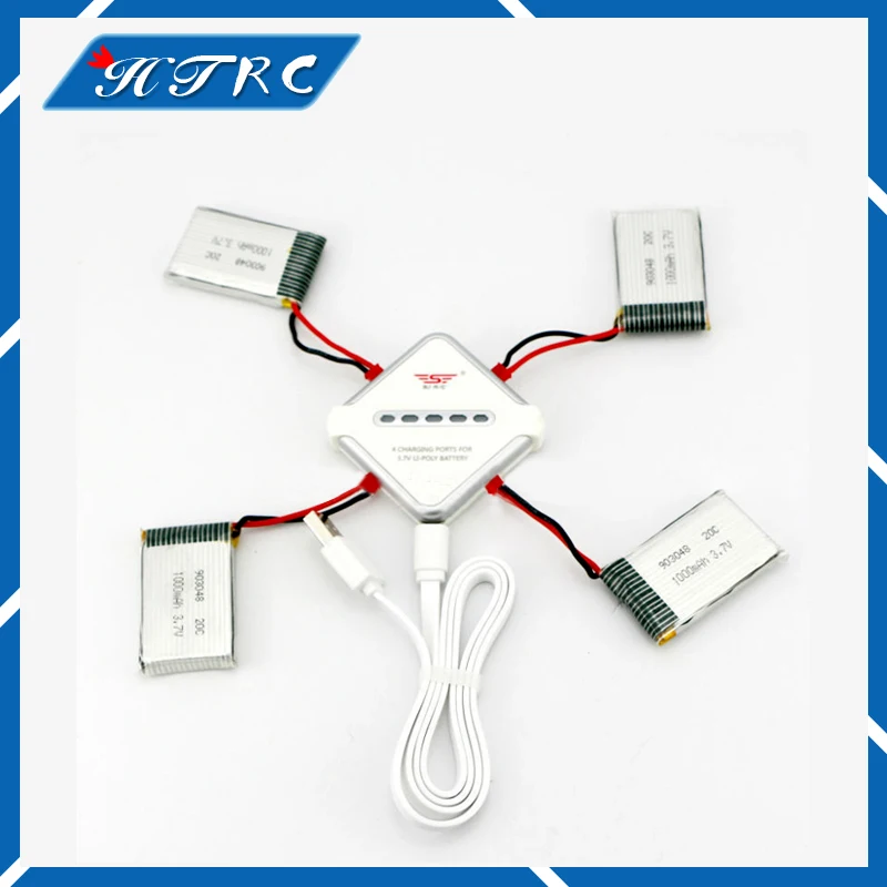 4pcs MJX T04 T05 T25 M03 RC Helicopter Parts 4 in 1 charger For 3.7 V 1000 mAh Li-Poly Battery JJRC H11D HQ898 | Игрушки и хобби