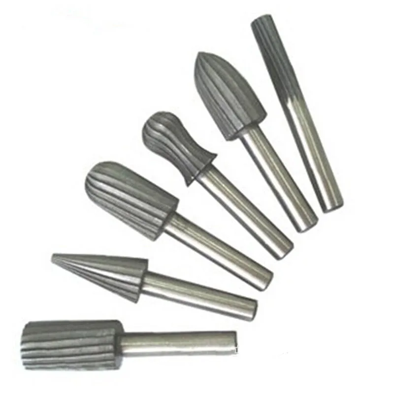 6Pcs Rotary Tools Steel Carbide Burr Milling Cutter 1/4" Shank Electric