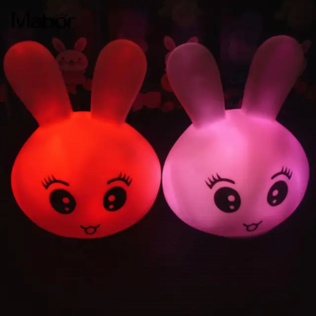 2PCS LED Animal Rabbit Head Shape Desk Night Light Home Atmosphere Lighting