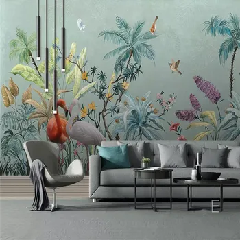 

Hand-painted flowers and birds background wall professional production murals wholesale wallpaper custom poster photo wall