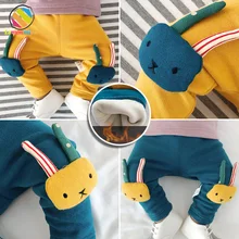 Lemonmiyu/зимние теплые штаны для маленьких мальчиков и девочек; эластичные брюки для малышей с объемным рисунком животных; повседневные штаны-шаровары унисекс