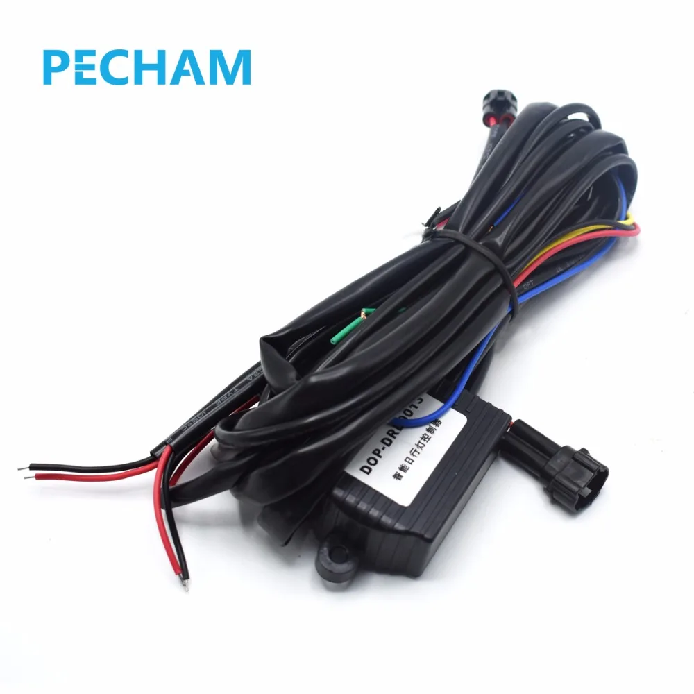 PECHAM DRL дневные ходовые светодиодный светильник релейный жгут управления Вкл/Выкл диммер Автомобильные дневные ходовые огни