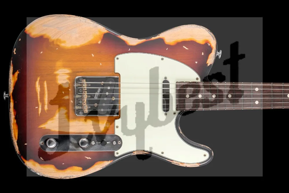 

Customized body shape and headstock shape 6 string electric guitar,relic effect,HH pickups,alder body,left hand,chrome parts!
