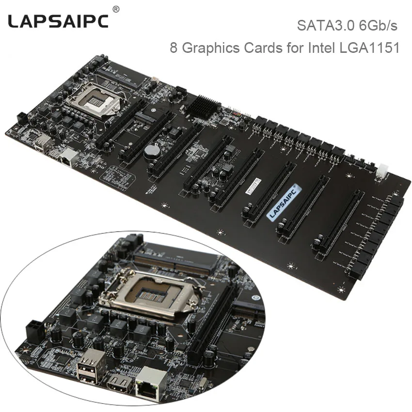 Материнская плата Lapsaipc 8 для майнинга видеокарт материнская Intel LGA1151 ETH BTC Miner Antminer