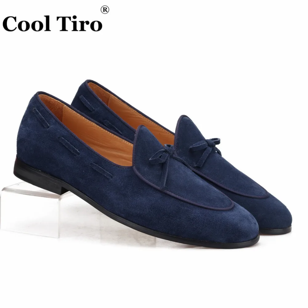 Blue Suede Belgian Loafers Men Dress Shoes (1)