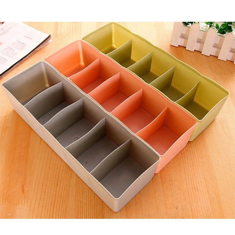 

Hoomall 1PC 5Grids Polychrome Closet Storage Box Organizer Plastic Wardrobe Desktop Home Boxes Socks Bra Underwear Organizer