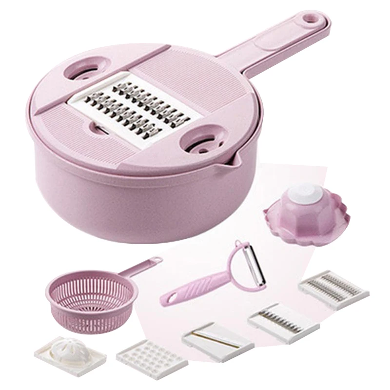 Pink Многофункциональный измельчитель для овощей кухонное лезвие из нержавеющей стали терка круглый измельчитель для картофеля кухонные принадлежности для резки - Color: Pink