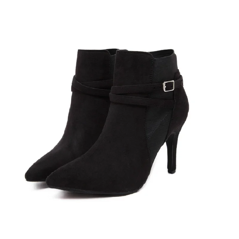 

2018 autumn and winter new fashion pointed suede foreign trade explosion models Chelsea women's boots black ljj 0117