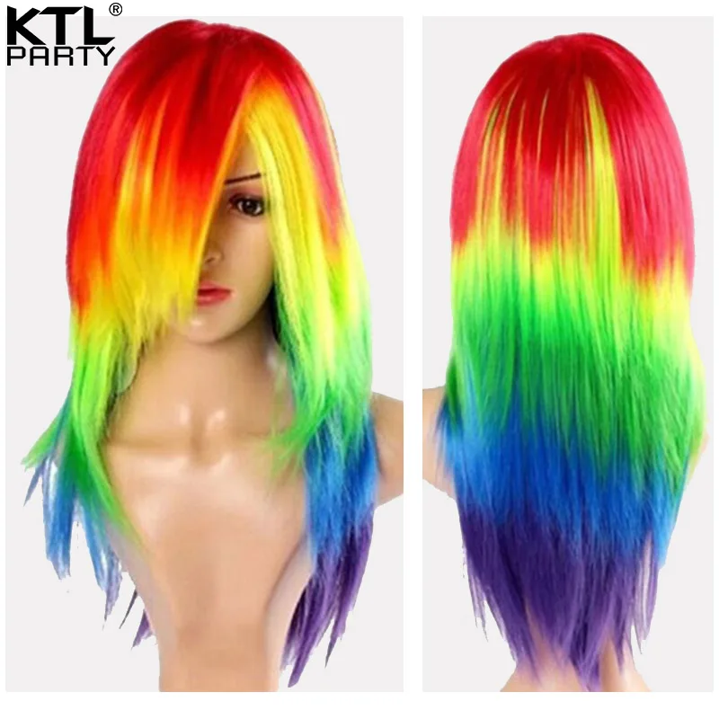 

KTLPARYT Women's cosplay Wig Friendship Is Magic Princess party Wig Rainbow Long Curly Hair Wig
