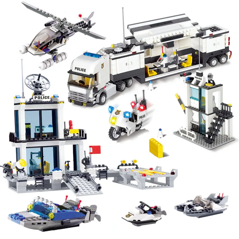 City Building Blocks Police Station Prison Figures Compatible Legoed City Enlighten Bricks set Toys For Children Christmas Gifts