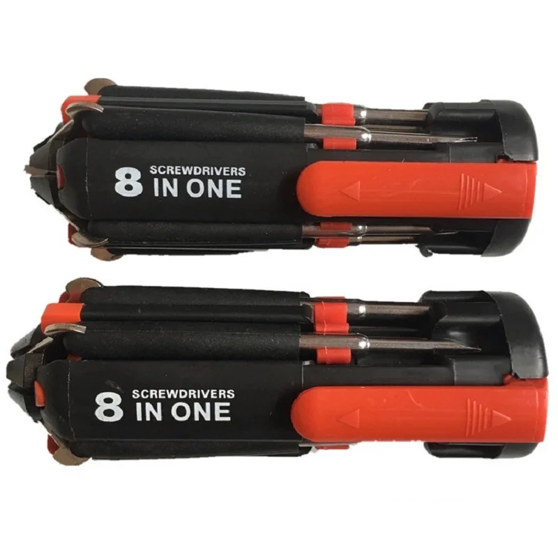 

1pc 8-in-1 Multifunctional Phillips/Slotted screwdriver Car Screwdriver Word Set Hardware Tool with LED Light