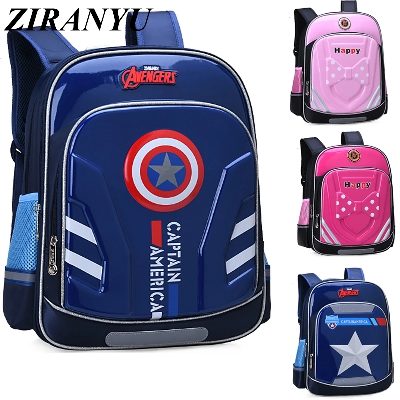

New Boys And Girls School Bags Captain America Waterproof Cartoon Schoolbag Suitable For 9-12 Years Old Schoolbag Bolsa