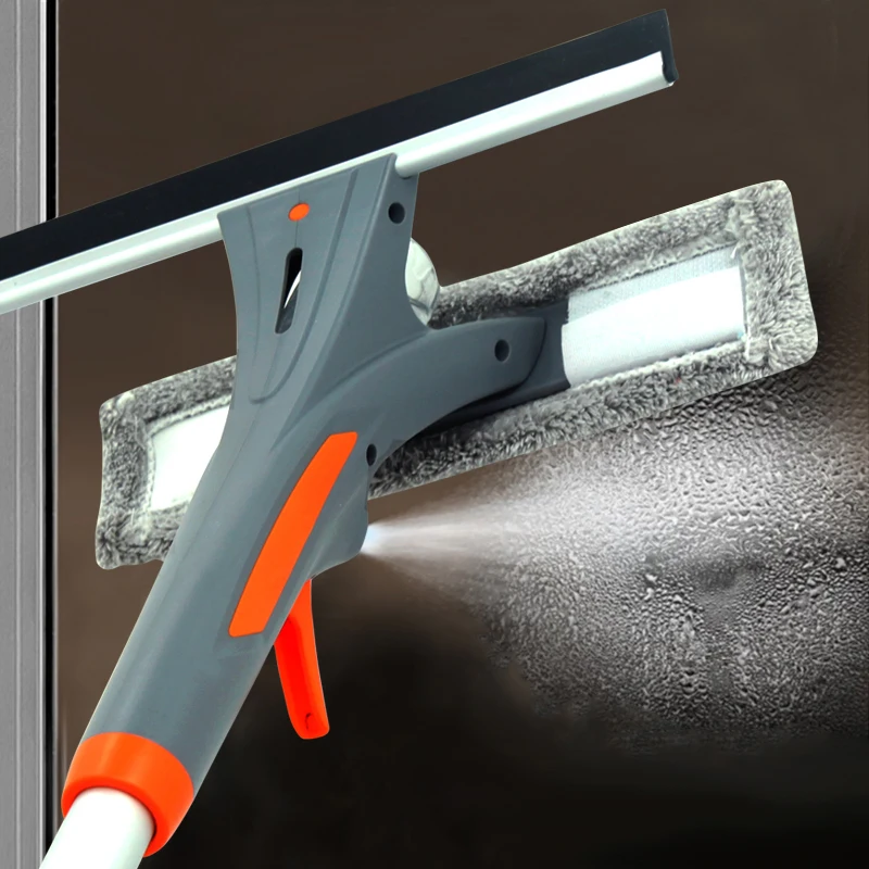 US $38.42 East Window Cleaner Long Handle Window Cleaning Tool Telescopic Rod Cloth Rubber Wiper Spray Glass Material Type With Microfiber