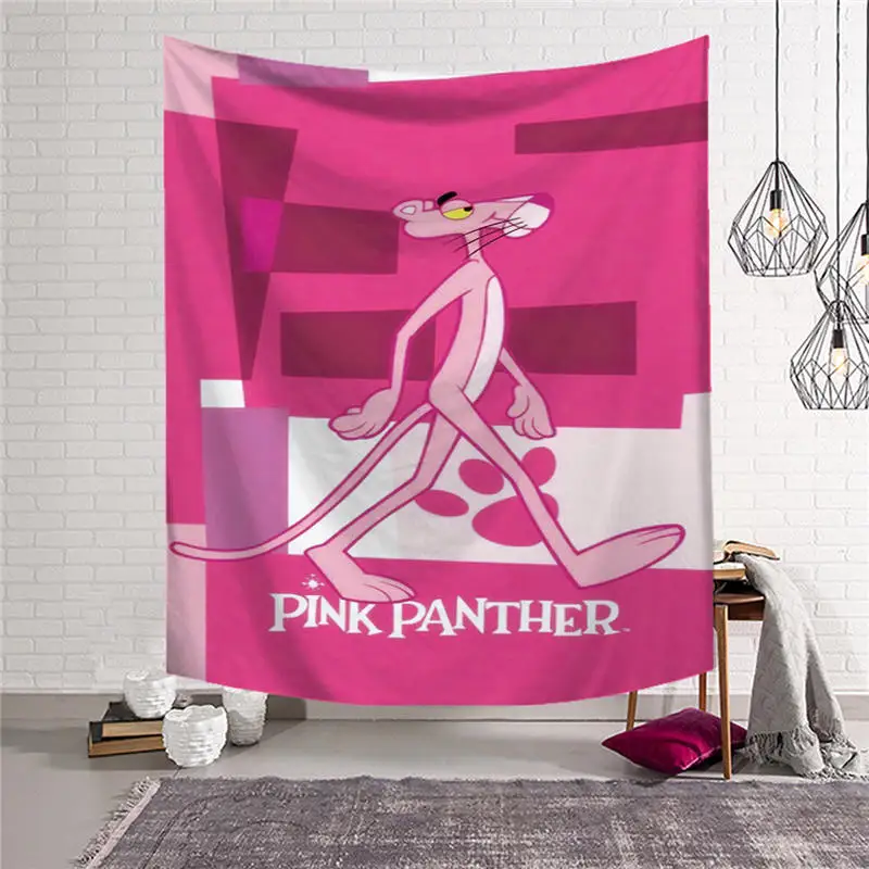 

Animal Pink Panther Print Tapestry Wall Hanging Rectangular Mandala Bedspread Witchcraft Yoga Mat Beach Towel Home Decor