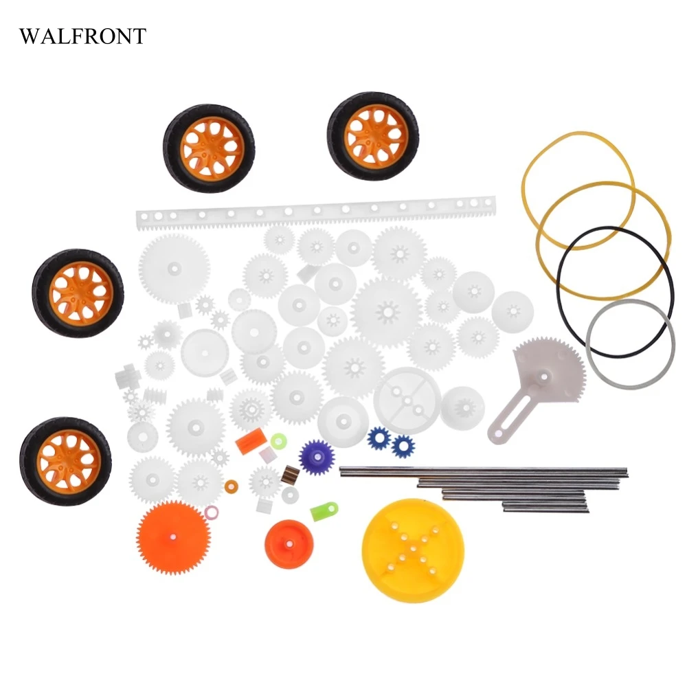 78Pcs/set Gears Set Plastic Gears Pulley Belt Worm Rack Kits Gear Set Shaft Belt DIY Set