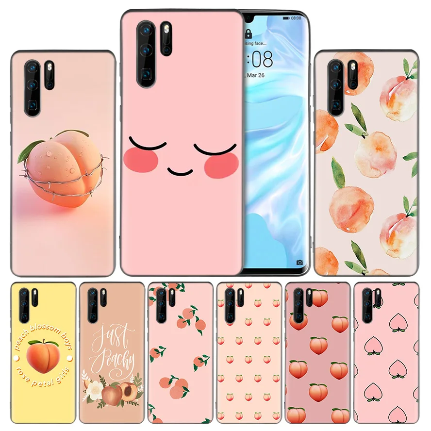 

Peach Black Silicone Case Cover for Huawei Mate 20 10 P30 P20 P10 P9 Lite Pro 2017 P Smart Z Plus 2019 V20 Enjoy 9S 9E Nova 4e