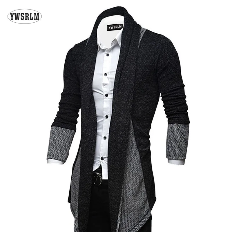 New Fashion trend Sweater Coat Casual Men Long Patchwork