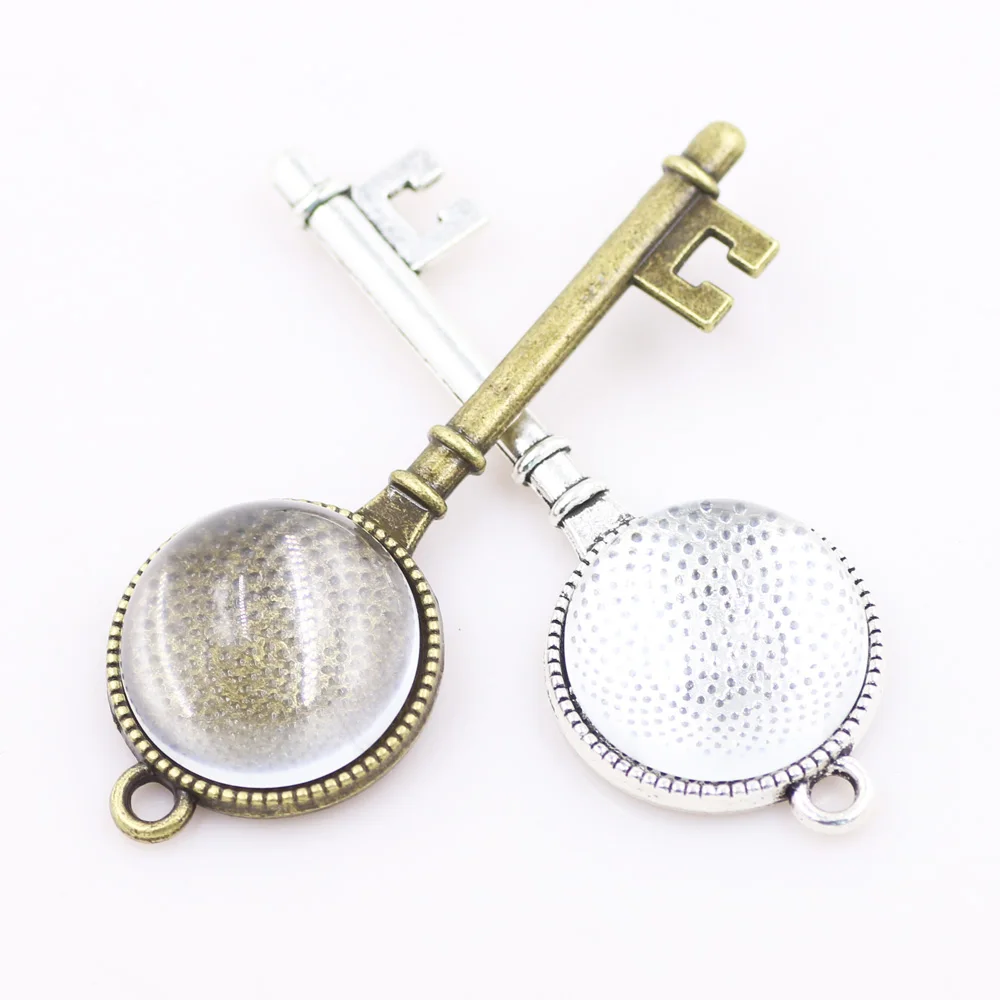 

ZHUBI 5PCS Clear Crystal Key Cabochon Cameo 20MM Alloy Round Pendant Blank Settings DIY Jewelry Wholesale Handmade Accessories